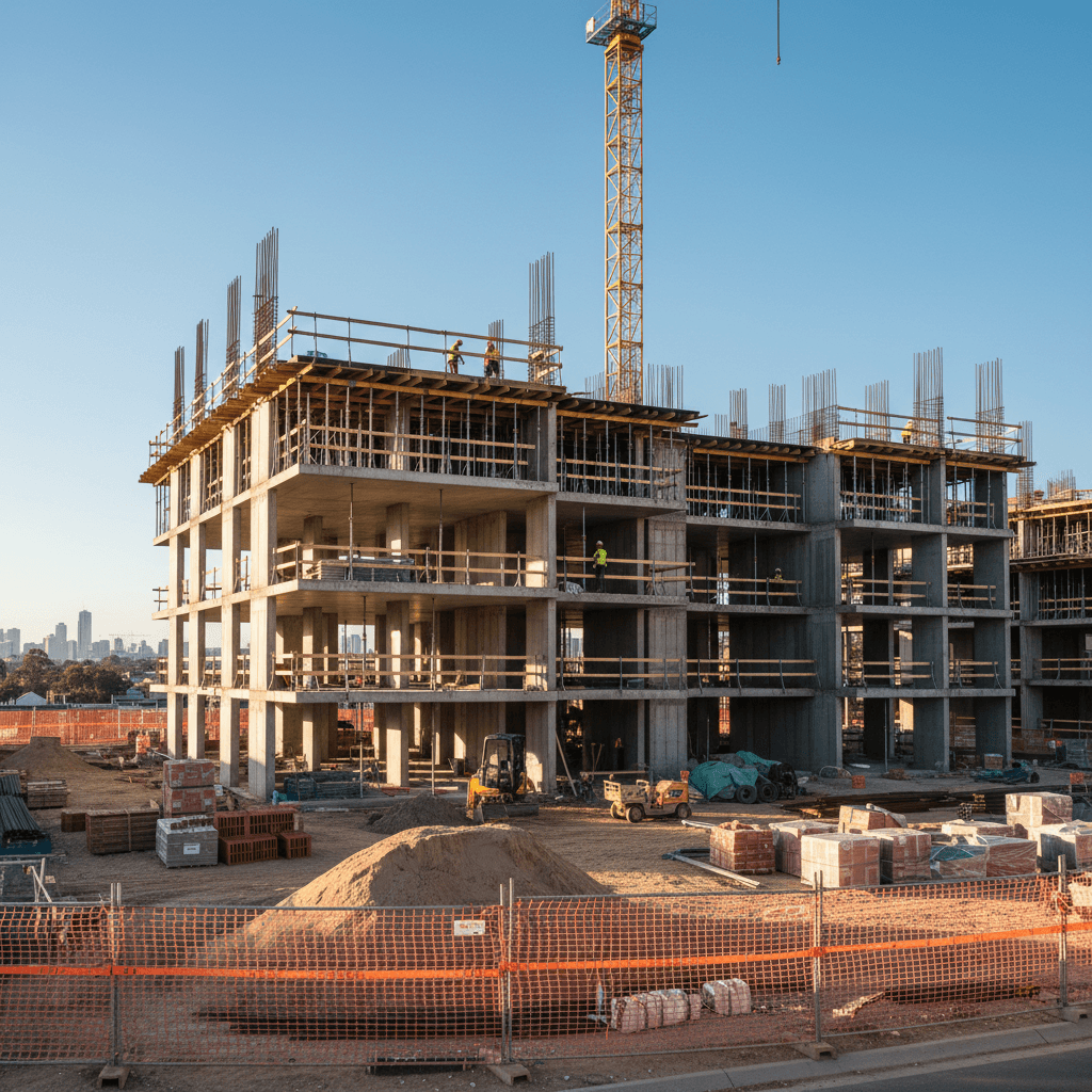 Residential development construction site showing multi-unit project in progress
